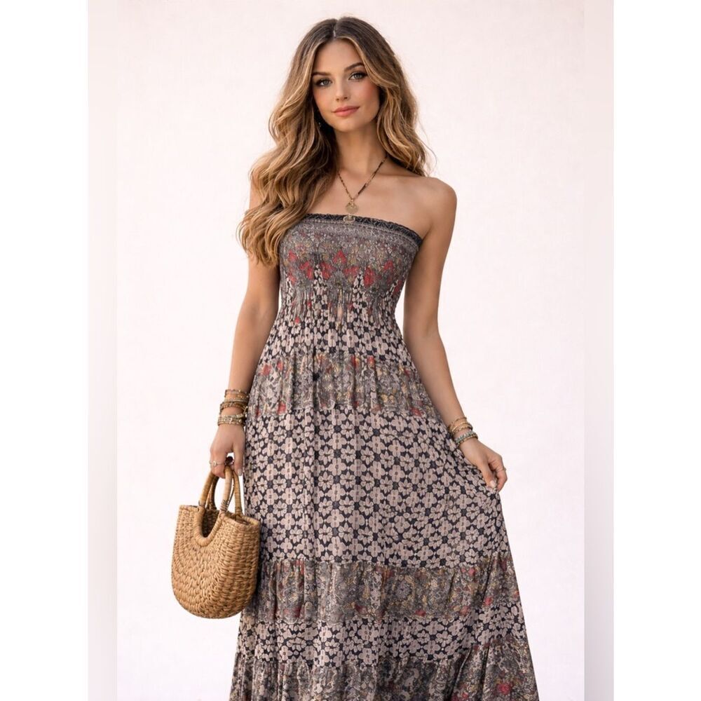 Anthropologie Umgee Bohemian Off-Shoulder Maxi Dress